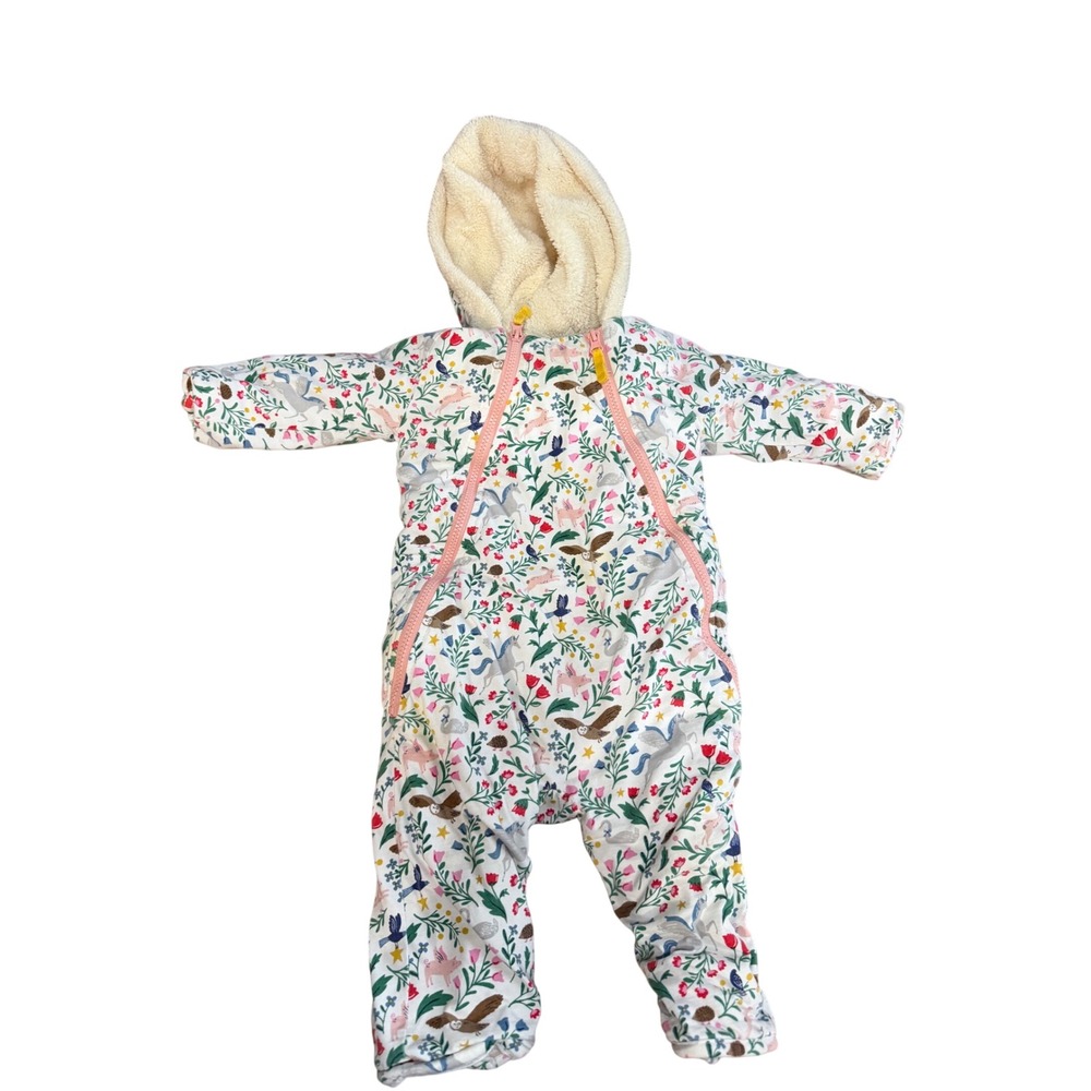 Baby Boden Floral Woodland Animal Hooded Snowsuit Pram Suit 12-18M 86cm
